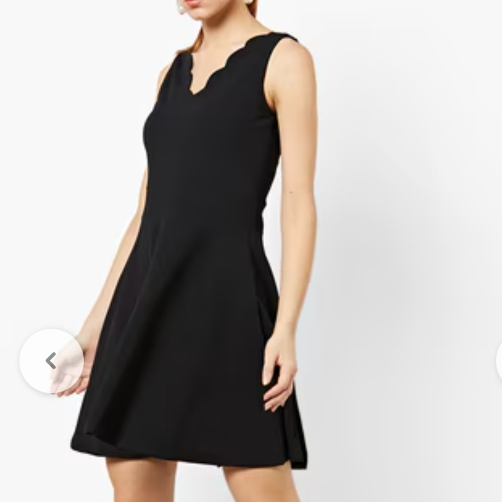 Black Scalloped Aline Dress
